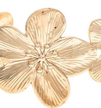 Gold Hibiscus Flower Cuff