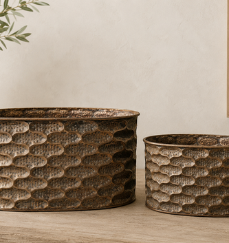 Copper Finish Oval Planter (2 Sizes)