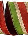 4" x 5 Yards Overlay Dupioni Rust/Moss Wired Edge Ribbon