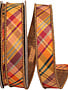 Fall Diagonal Metallic Backed Wired Edge Ribbon (2 Widths)