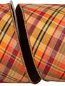 Fall Diagonal Metallic Backed Wired Edge Ribbon