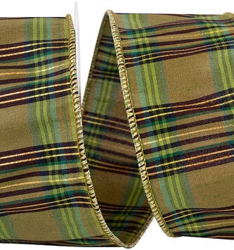 Grandisimo Fall Plaid Dupioni Wired Edge Ribbon (2 Widths)