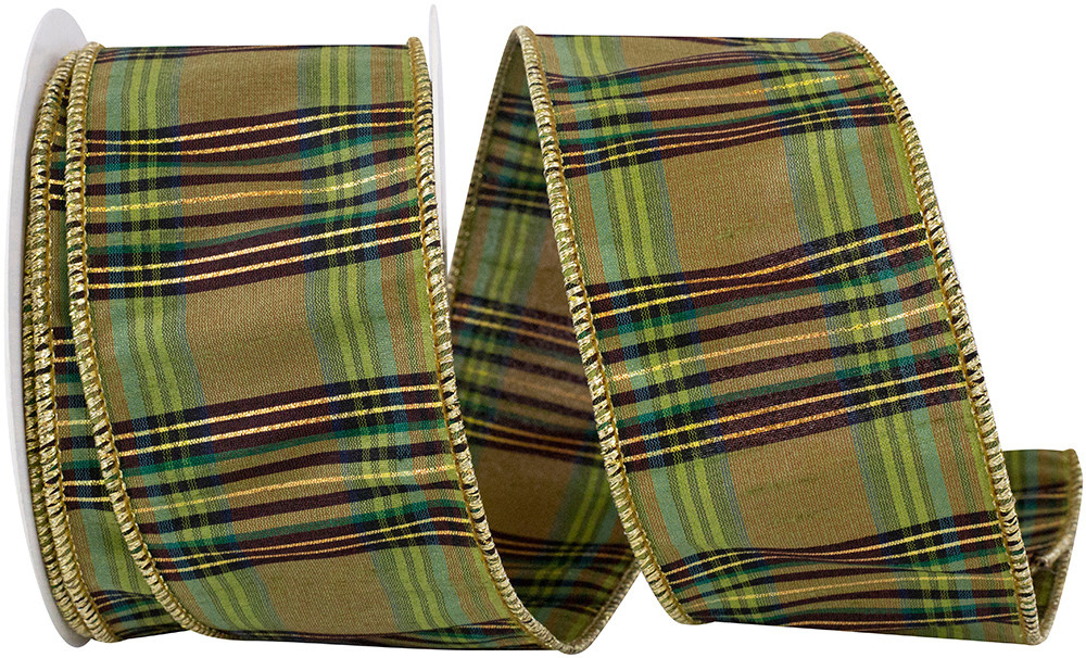 Grandisimo Fall Plaid Dupioni Wired Edge Ribbon