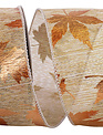 2.5" x 10 Yards Metallic Raised Natural Leaf Wired Edge Ribbon