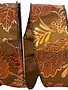 1.5" x 10 Yards Leaves & Acorn Metallic Wired Edge Ribbon