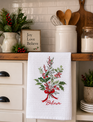 Embroidered Believe Holly Bouquet Towel