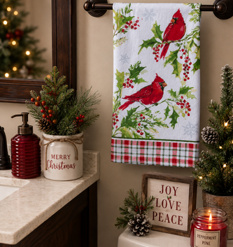 Winterberry Cardinal Towel