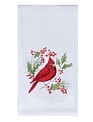 Embroidered  Cardinal & Holly Towel