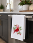 Embroidered  Cardinal & Holly Towel