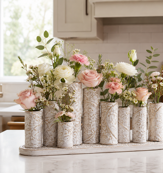Whitewashed Embossed Multi Vase