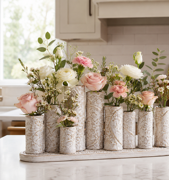 Whitewashed Embossed Multi Vase
