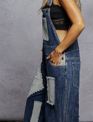 POL Clothing Inc Denim Overall w/ Crocheted Patches By: POL
