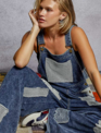 POL Clothing Inc Denim Overall w/ Crocheted Patches By: POL