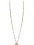 Gold Oval Chain Necklace w/ Large Pearl Pendant
