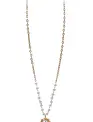 Gold Oval Chain Necklace w/ Large Pearl Pendant