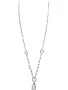 Pearl Accent Chain Necklace w/ Pointed Oval Crystal