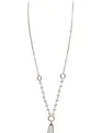 Pearl Accent Chain Necklace w/ Pointed Oval Crystal