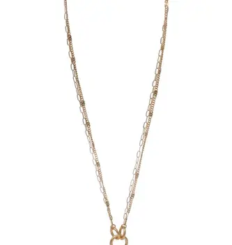 Multi Chain Necklace w/ Center Stone Cross