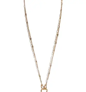 Multi Chain Necklace w/ Center Stone Cross