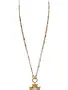 Multi Chain Necklace w/ Center Stone Cross