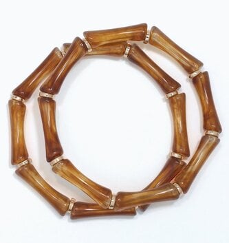 Double Strand Brown w/ Gold Bead Bracelet