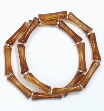 Double Strand Brown w/ Gold Bead Bracelet