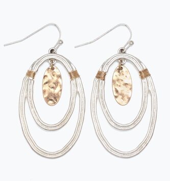Two Tone Layered Drop Earrings