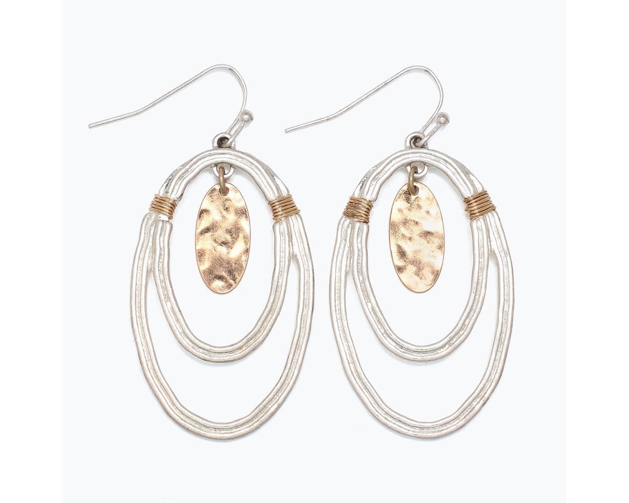 Two Tone Layered Drop Earrings