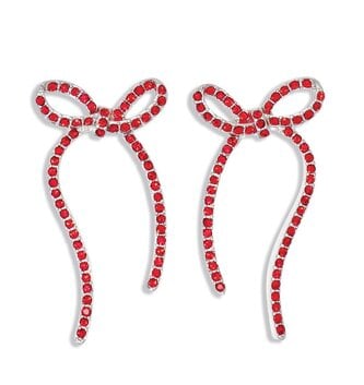 Red Crystal Bow Earrings