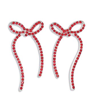 Red Crystal Bow Earrings