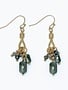 Gold & Faceted Green Bead Cluster Earrings