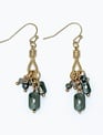 Gold & Faceted Green Bead Cluster Earrings