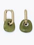 Gold Hoop w/ Green Stone Earrings