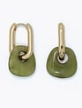 Gold Hoop w/ Green Stone Earrings