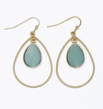 Textured Gold w/ Mint Drop Earrings