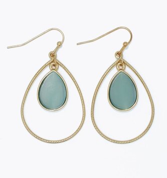 Textured Gold w/ Mint Drop Earrings