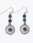 Silver Daisy w/ Blue Bead Earrings