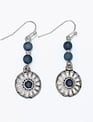 Silver Daisy w/ Blue Bead Earrings