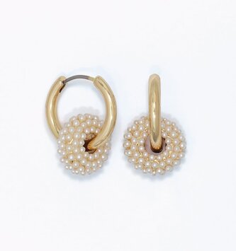 Gold Hoop w/ Pearl Ring Earrings
