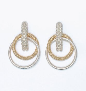 Two Tone Textured Ring Drop Earrings