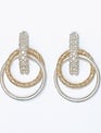 Two Tone Textured Ring Drop Earrings