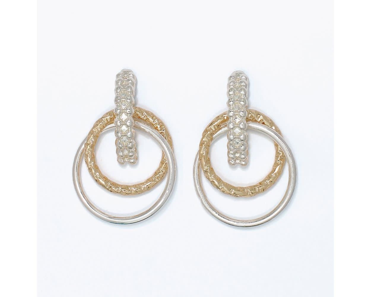 Two Tone Textured Ring Drop Earrings