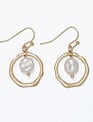 Hammered Gold Hoop w/ Pearl Drop Earrings