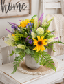Custom Black Eyed Susan & Forget Me Not in Textured Container