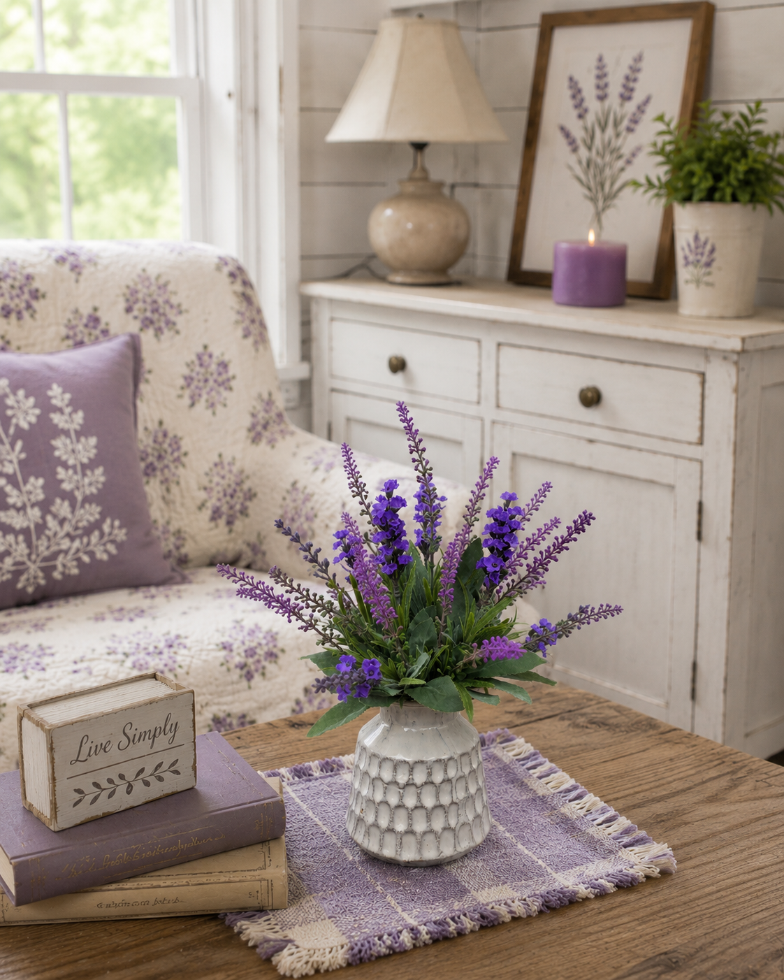 Custom Mixed Lavender in Artisan Vase