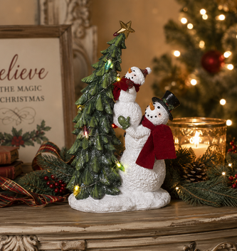 LED Snowmen Decorating Tree