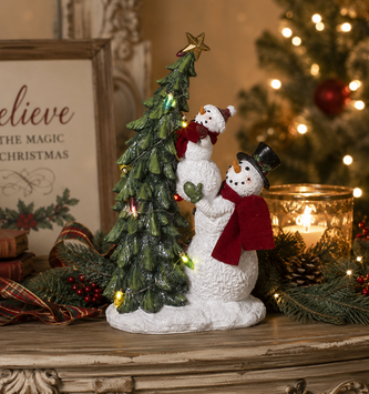 LED Snowmen Decorating Tree