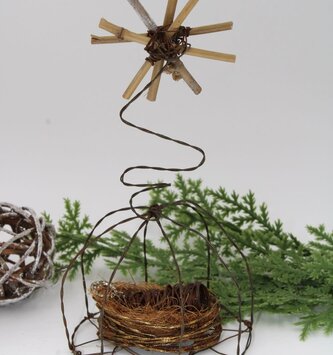 Baby Jesus in Wire Manger w/ Star