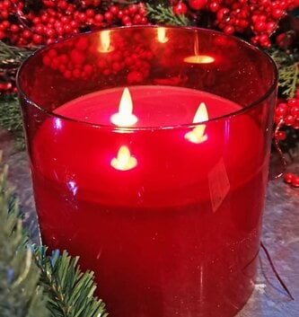 Battery Operated 3 Wick Red Candle (2-Sizes)