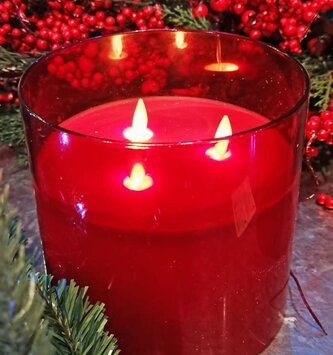 Battery Operated 3 Wick Red Candle (2-Sizes)
